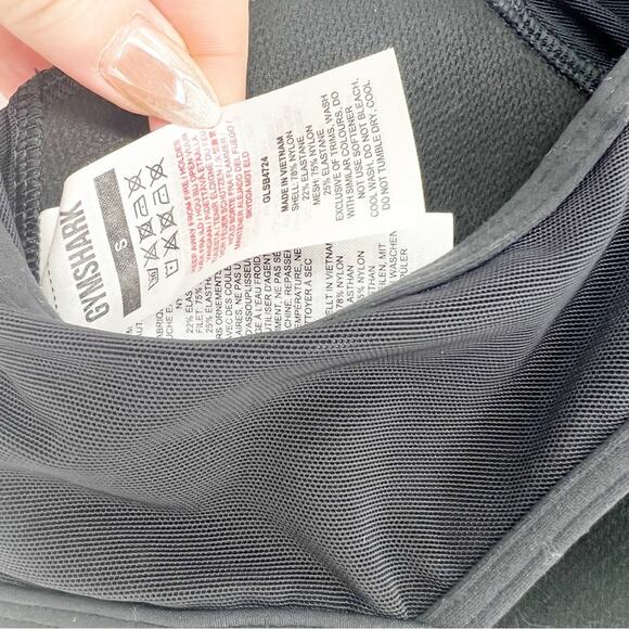 Gymshark Mesh Neckline Sports Bra S Black - Picture 5 of 5